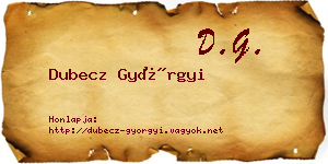 Dubecz Györgyi névjegykártya